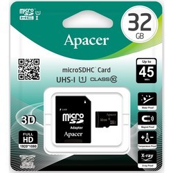 Карты памяти Apacer microSDHC UHS-I Class 10 32GB + SD adapter