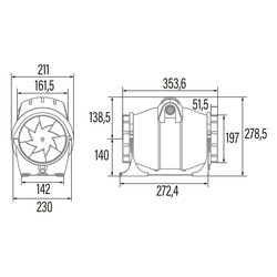 Вытяжные вентиляторы Cata DUCT IN-LINE 200/910