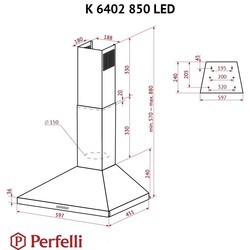 Вытяжки Perfelli K 6402 BL 850 LED