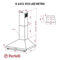 Вытяжки Perfelli K 6432 WH 850 LED Retro