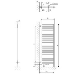 Полотенцесушители TERMA Bone DW 500x1610 WGBSD161050