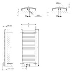 Полотенцесушители TERMA Dexter Pro 500x1220 WGDEP122050