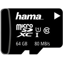 Карты памяти Hama microSDXC Class 10 UHS-I 64Gb