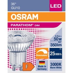 Лампочки Osram PARATHOM PAR16 4.5W 3000K GU10