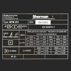 Сварочные аппараты Sherman MTM 251/4R