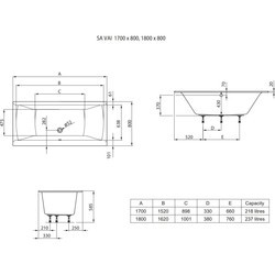 Ванны Roca Savai Slim Rim 180x80 A248591000