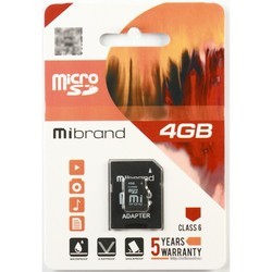 Карты памяти Mibrand microSDHC Class 6 4Gb + Adapter