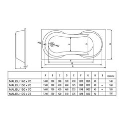 Ванны Koller Pool Malibu gidro 150x70