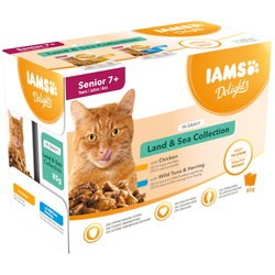 Корм для кошек IAMS Delights Senior Land&amp;Sea Collection in Gravy 96 pcs