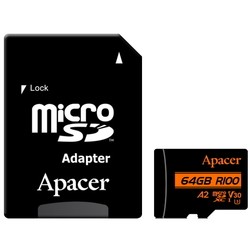 Карты памяти Apacer microSDXC UHS-I U3 V30 A2 64Gb