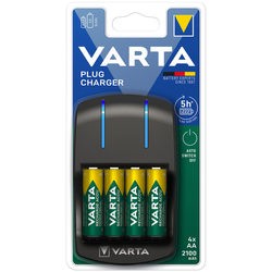 Зарядки аккумуляторных батареек Varta Plug Charger + 4xAA 2100 mAh