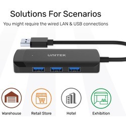 Картридеры и USB-хабы Unitek uHUB Q4+ 4-in-1 Powered USB 3.0 Ethernet Hub