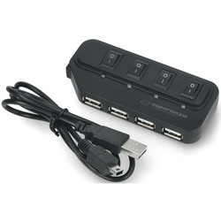 Картридеры и USB-хабы Esperanza 4-PORT USB 2.0 HUB