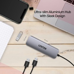 Картридеры и USB-хабы Unitek uHUB P5+ 6-in-1 USB-C Hub with 100W Power Delivery and Dual Card Reader