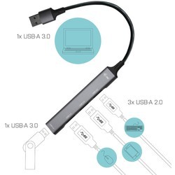 Картридеры и USB-хабы i-Tec USB 3.0 Metal HUB 1x USB 3.0 + 3x USB 2.0