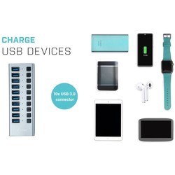 Картридеры и USB-хабы i-Tec USB 3.0 Charging HUB 10 port + Power Adapter 48 W