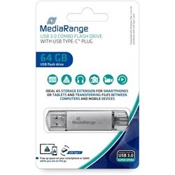 USB-флешки MediaRange USB 3.0 Combo flash drive, with USB Type-C 64Gb