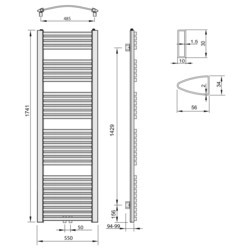 Полотенцесушители Aqualine Sting 550x1741 NG517