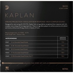 Струны DAddario Kaplan Solo Double Bass String Set 3/4 Medium
