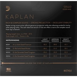 Струны DAddario Kaplan Cello Strings Set 4/4 Light