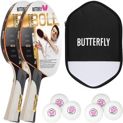Ракетки для настольного тенниса Butterfly 2x Timo Boll Gold 85020 + Case + 6x R40+ balls
