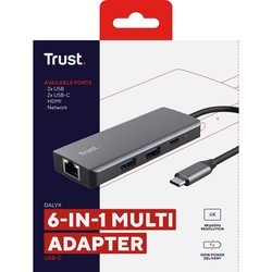Картридеры и USB-хабы Trust Dalyx 6-in-1 USB-C Multi-Port Adapter