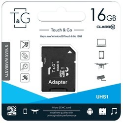 Карты памяти T&G microSD class 10 UHS-I U1 + SD adapter 16&nbsp;ГБ