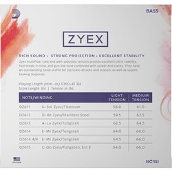 Струны DAddario ZYEX Double Bass String Set 3/4 Medium