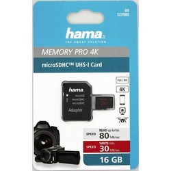 Карты памяти Hama microSD Class 3 UHS-I 80MB/s + Adapter 16&nbsp;ГБ