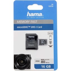 Карты памяти Hama microSD Class 10 UHS-I 80MB/s + Adapter 16&nbsp;ГБ