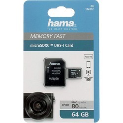 Карты памяти Hama microSD Class 10 UHS-I 80MB/s + Adapter 64&nbsp;ГБ