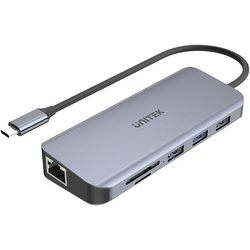 Картридеры и USB-хабы Unitek uHUB N9+ 9-in-1 USB-C Ethernet Hub with Dual Monitor, 100W Power Delivery and Dual Card Reader