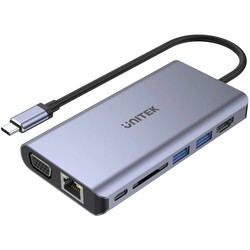 Картридеры и USB-хабы Unitek uHUB O8+ 8-in-1 USB-C Dual Display Hub with USB 5Gbps and PD 100W Charging