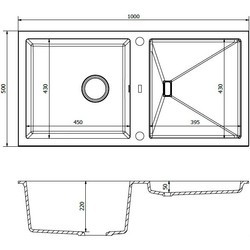 Кухонные мойки Axis Slide 200 1.150.160.10 1000x500 (серый)