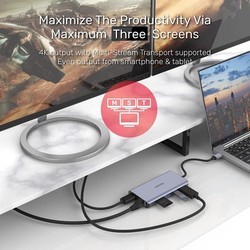 Картридеры и USB-хабы Unitek uHUB S7+ 7-in-1 USB-C Ethernet Hub with MST Dual Monitor, 100W Power Delivery and Card Reader