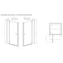 Душевые перегородки и стенки Radaway Torrenta DWJ 90 R 32000-01-01N