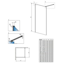 Душевые перегородки и стенки Radaway Modo X Black II Frame 50 389254-54-56