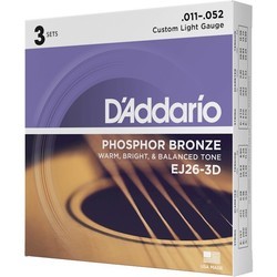 Струны DAddario Phosphor Bronze 11-52 (3-Pack)