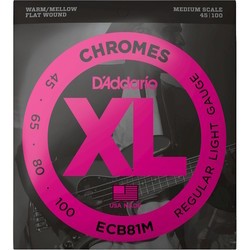 Струны DAddario XL Chromes Bass Flat Wound MS 45-100