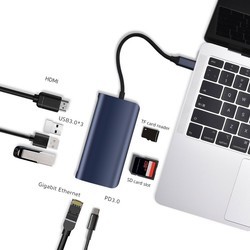 Картридеры и USB-хабы Coteetci 8-in-1 HDMI + Reader + Network Card