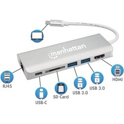 Картридеры и USB-хабы MANHATTAN SuperSpeed USB-C Multiport Adapter