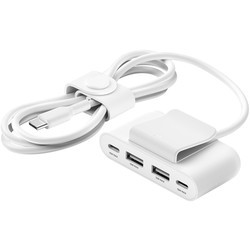 Картридеры и USB-хабы Belkin BoostCharge 4-Port USB Power Extender (белый)