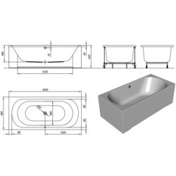 Ванны Kolpa San Betty 200x90&nbsp;см центральный слив