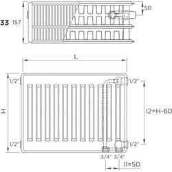 Радиаторы отопления De'Longhi V6 L Plattella 33 600x1100