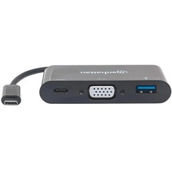 Картридеры и USB-хабы MANHATTAN USB-C to VGA 3-in-1 Docking Converter with Power Delivery
