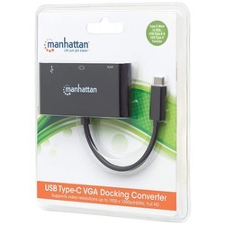 Картридеры и USB-хабы MANHATTAN USB-C to VGA 3-in-1 Docking Converter with Power Delivery