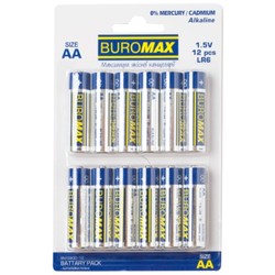 Аккумуляторы и батарейки Buromax Alkaline 12xAA