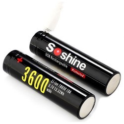 Аккумуляторы и батарейки Soshine 1x18650 3600 mAh micro USB