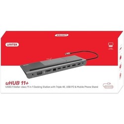 Картридеры и USB-хабы Unitek uHUB 11+ 11-in-1 USB-C Ethernet Hub with MST Triple Monitor, 100W Power Delivery and Dual Card Reader