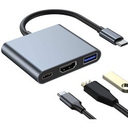 Картридеры и USB-хабы Alogy HUB 3in1 USB C to HDMI + USB-A + USB-C 4K 60Hz